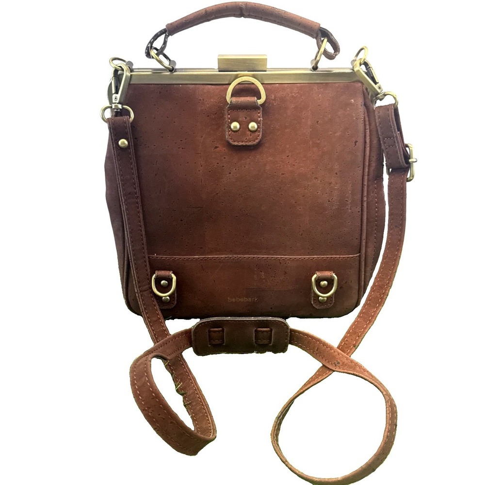 Laflore Paris Bebebark Cork Bag Cognac Crossbody Backpack Orange Interior